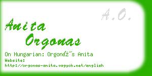 anita orgonas business card